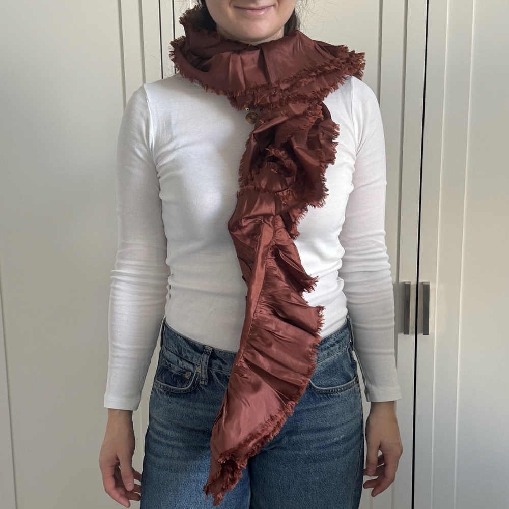 Ruffled reddish Brown Scarf